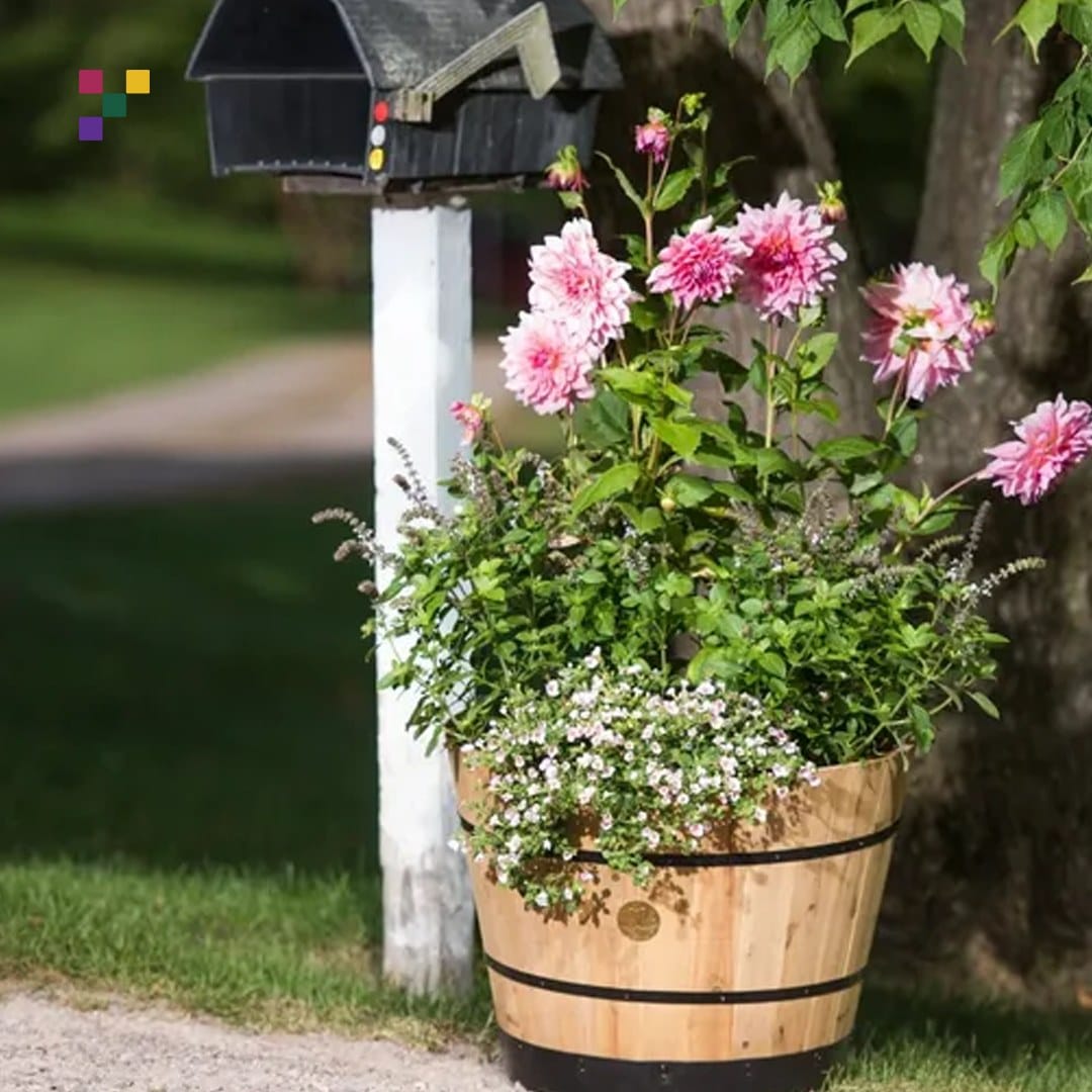 weather-resistant barrel planter