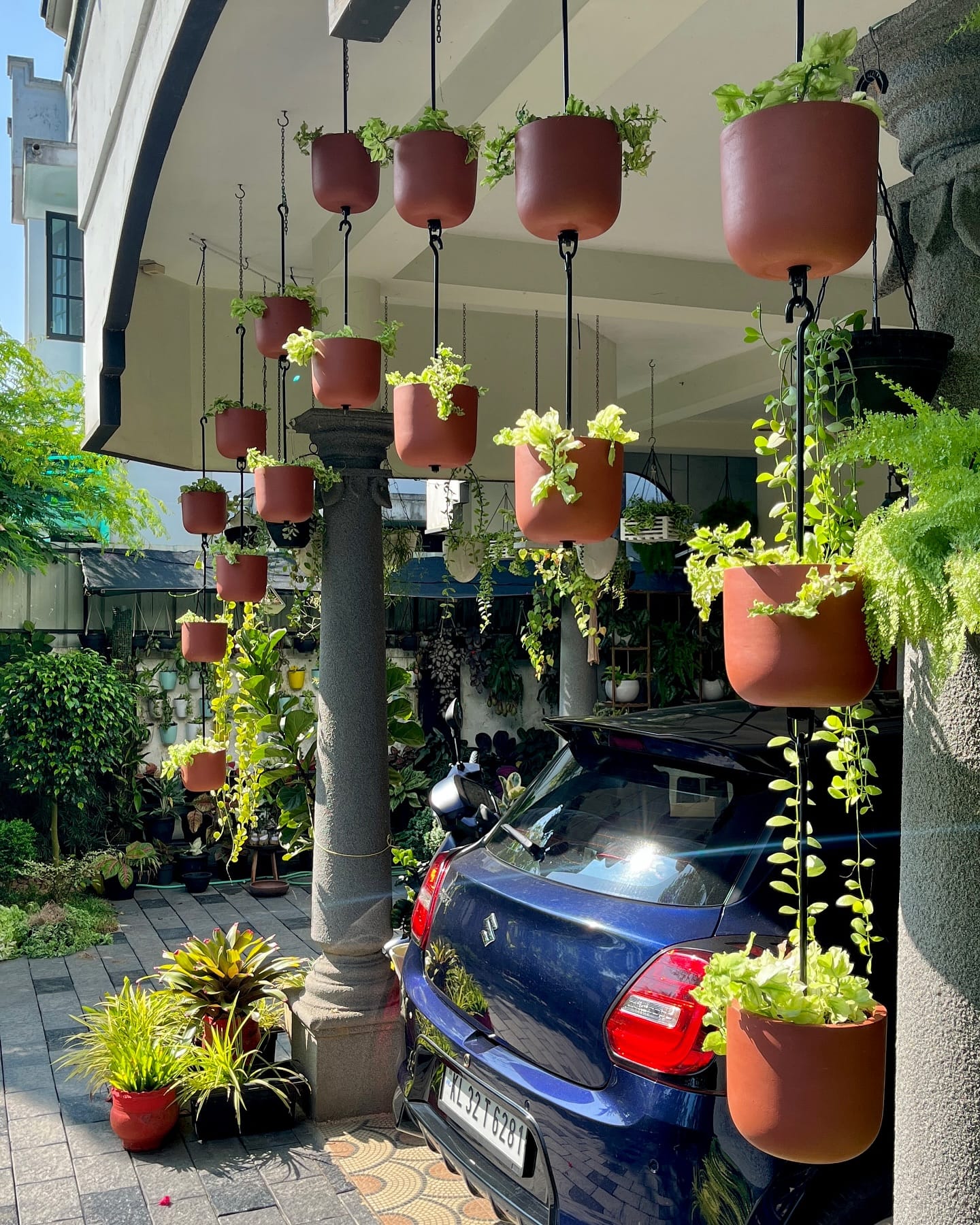 hutch with hanging planters