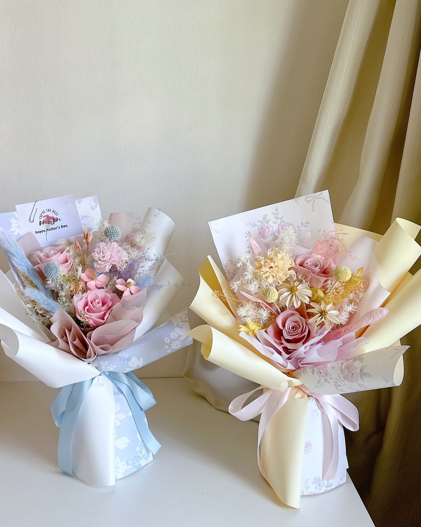 gift-wrapped preserved plant arrangement