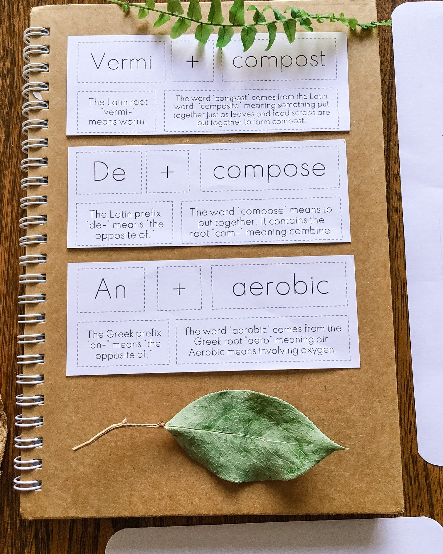 open notebook with compost notes