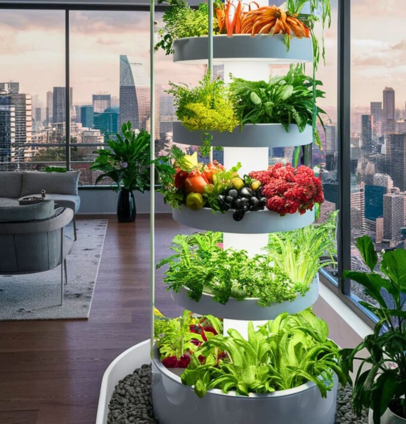 containers with hydroponic plants on patio