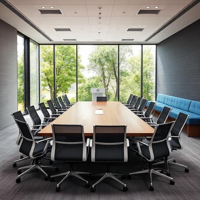 conference room with energy-efficient devices