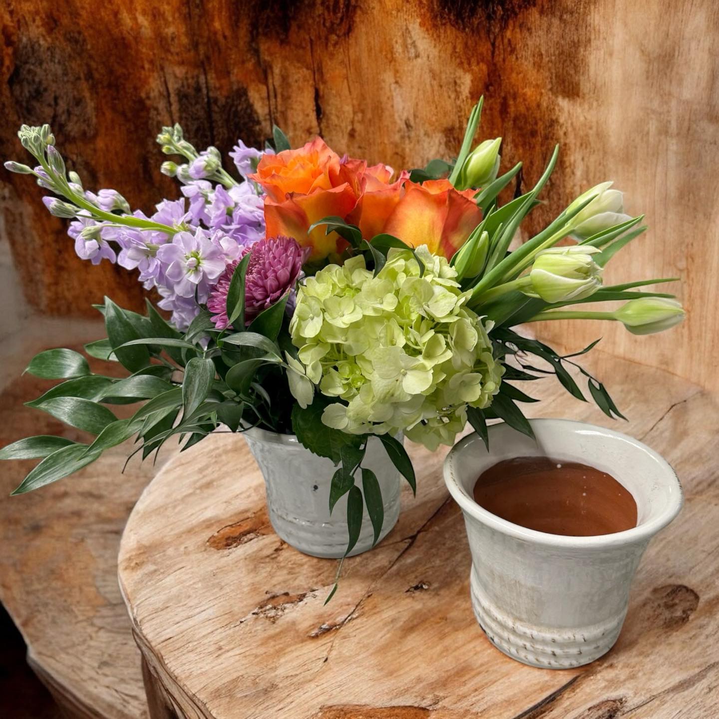 seasonal flowers on console