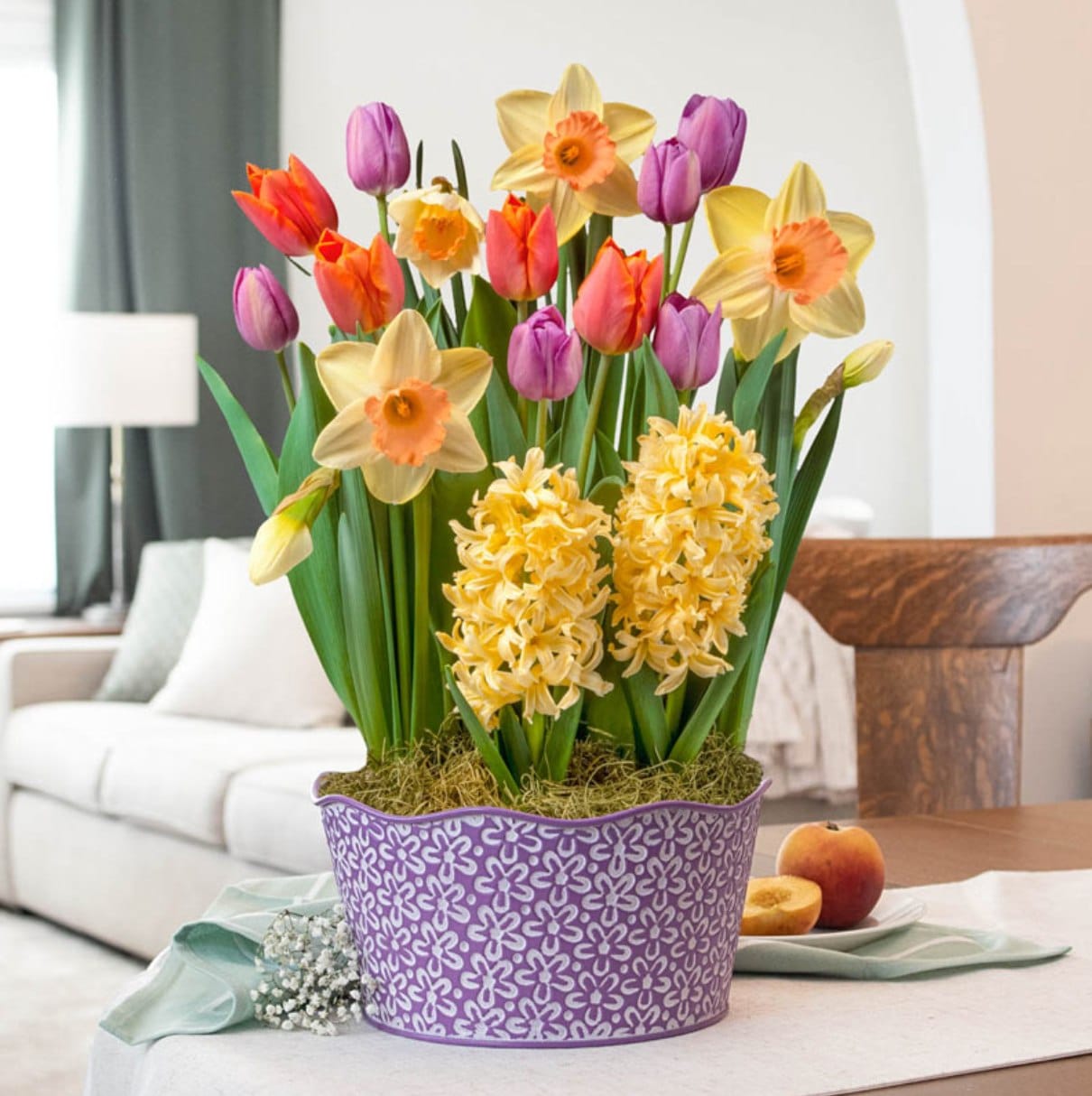 candy-colored ombre planters with small flowers