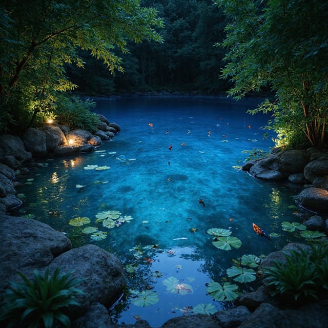 underwater lights in garden pond