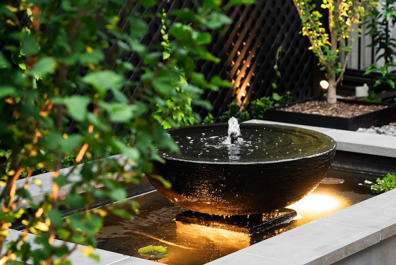 illuminated garden fountain
