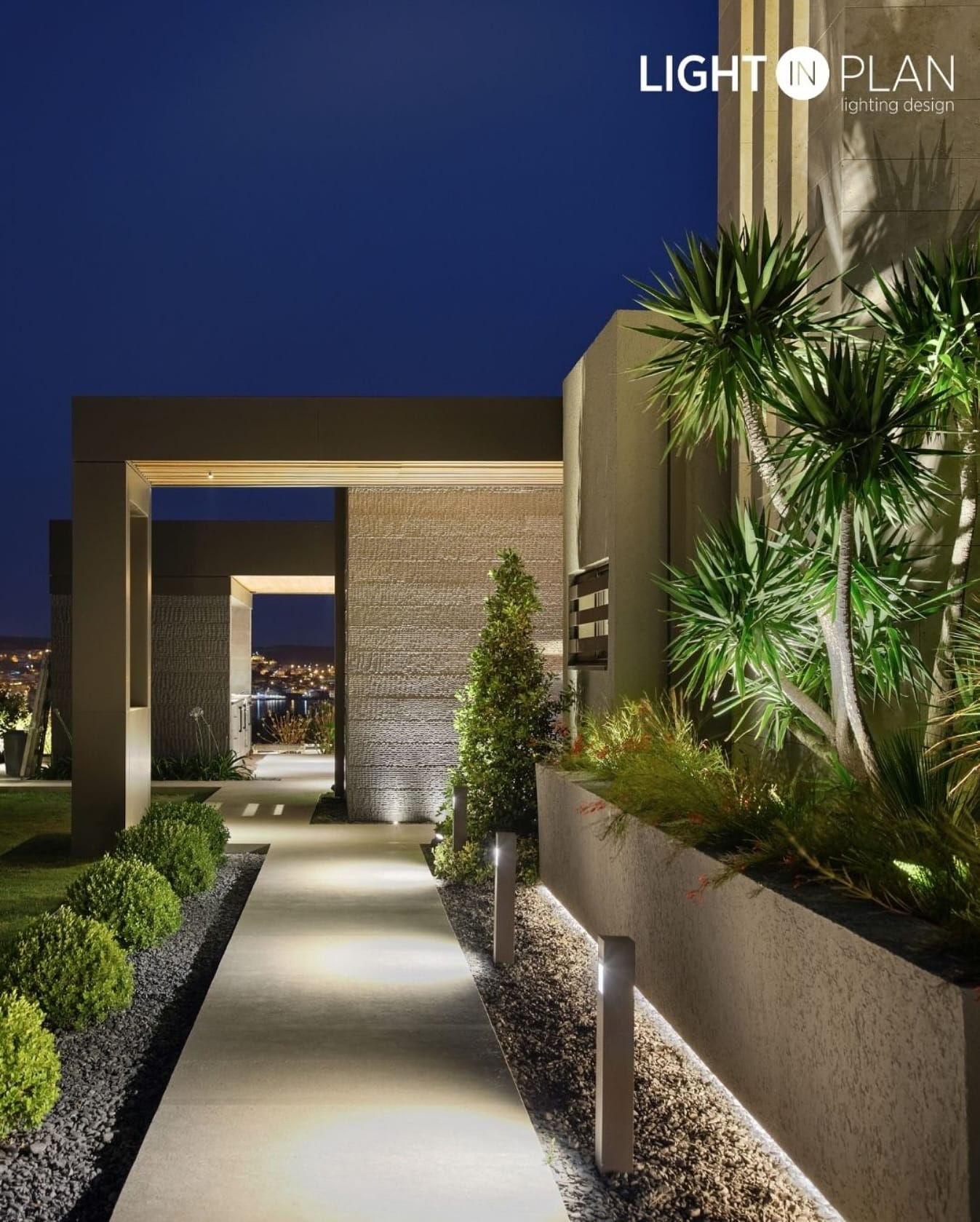 garden path with solar lights