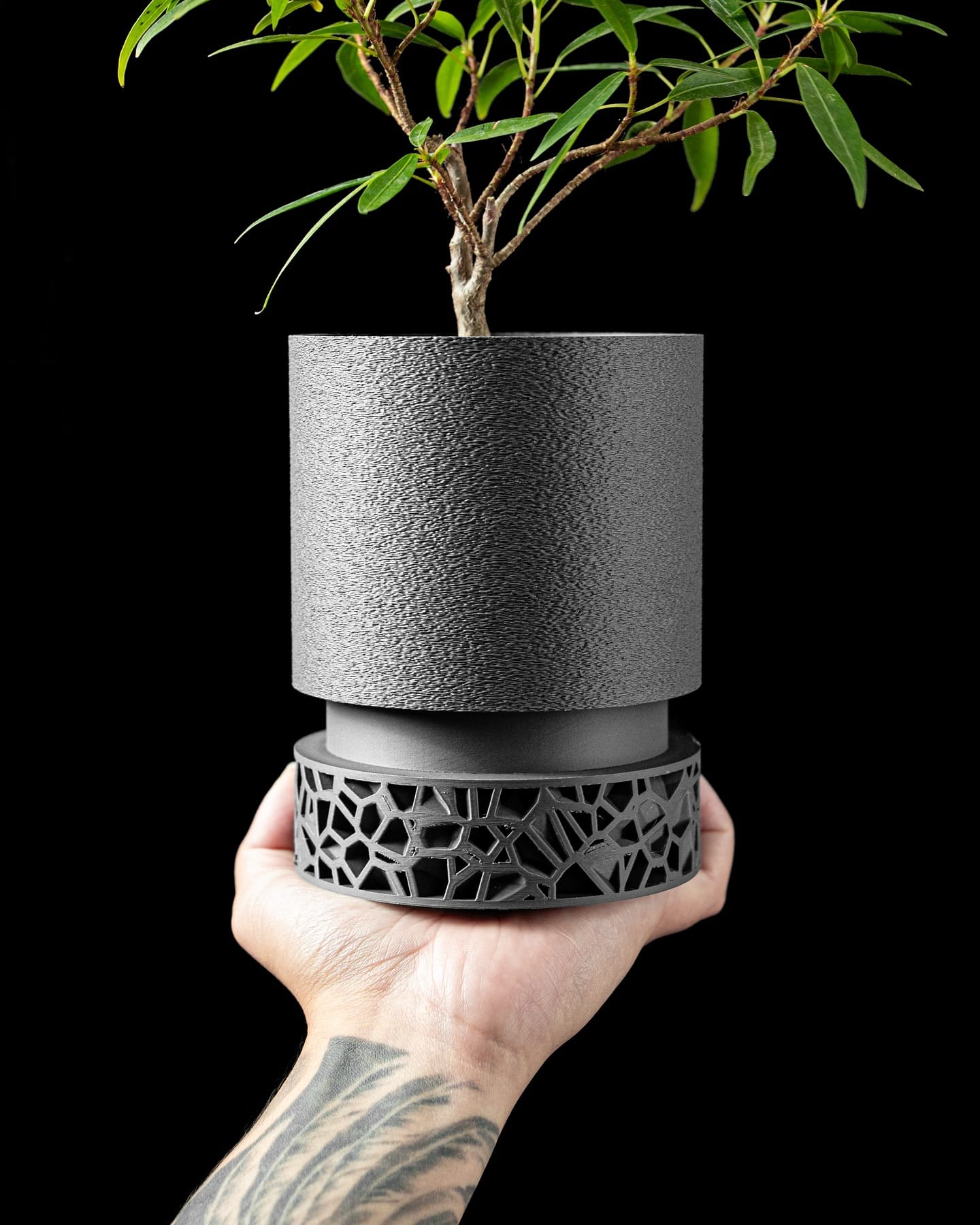 industrial loft with brass planter