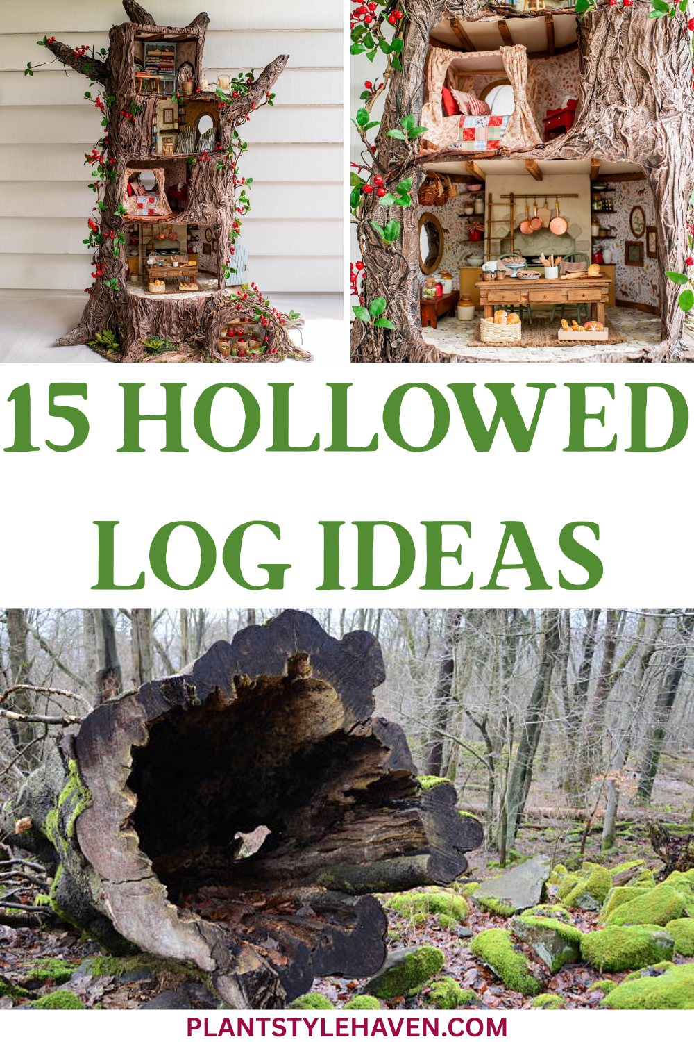 Transform Your Space with 15 Hollowed Log Ideas