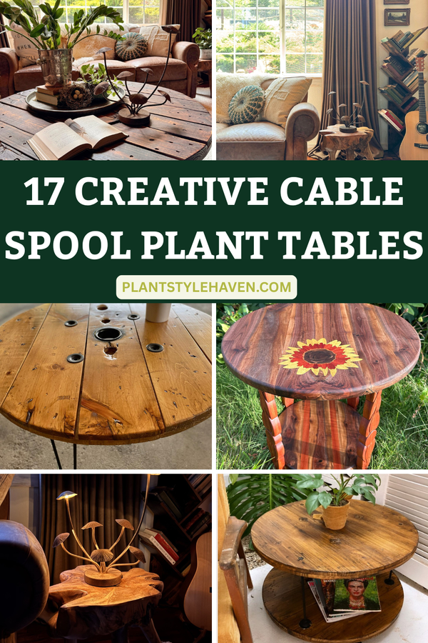 17 Creative Cable Spool Plant Tables for Your Home