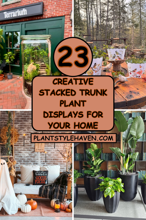 23 Creative Stacked Trunk Plant Displays for Your Home