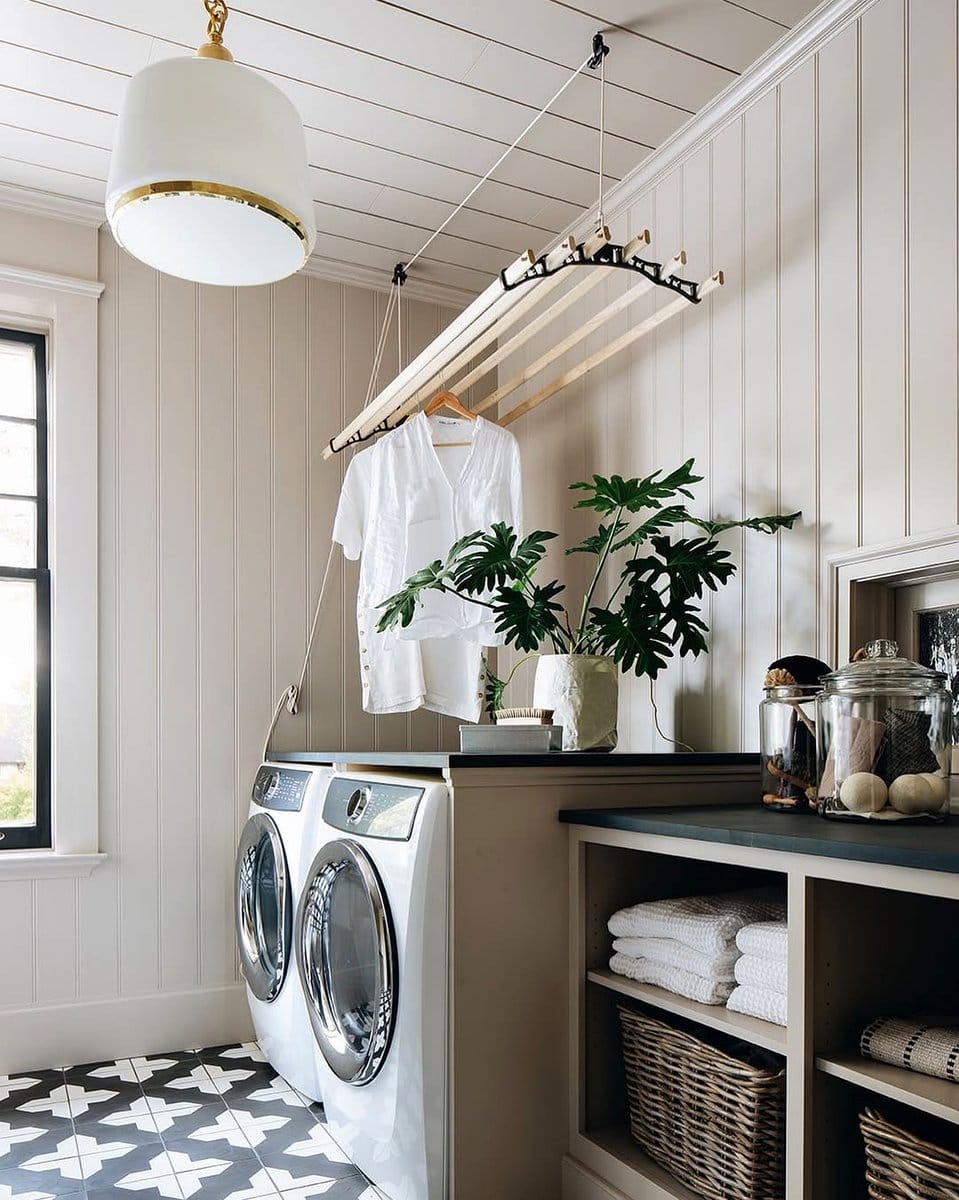 laundry room light with hanging garden