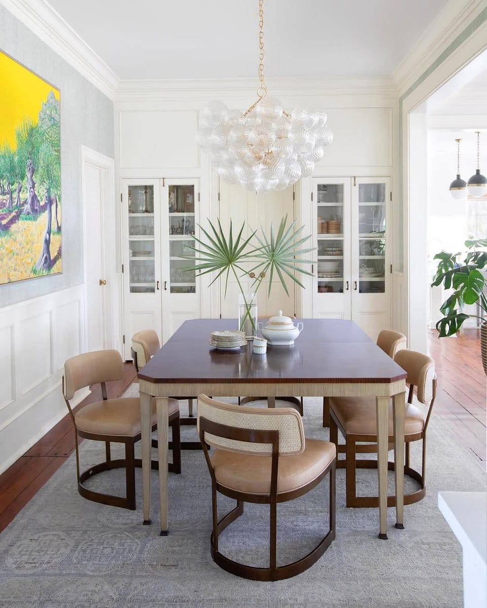 large chandelier in dining room