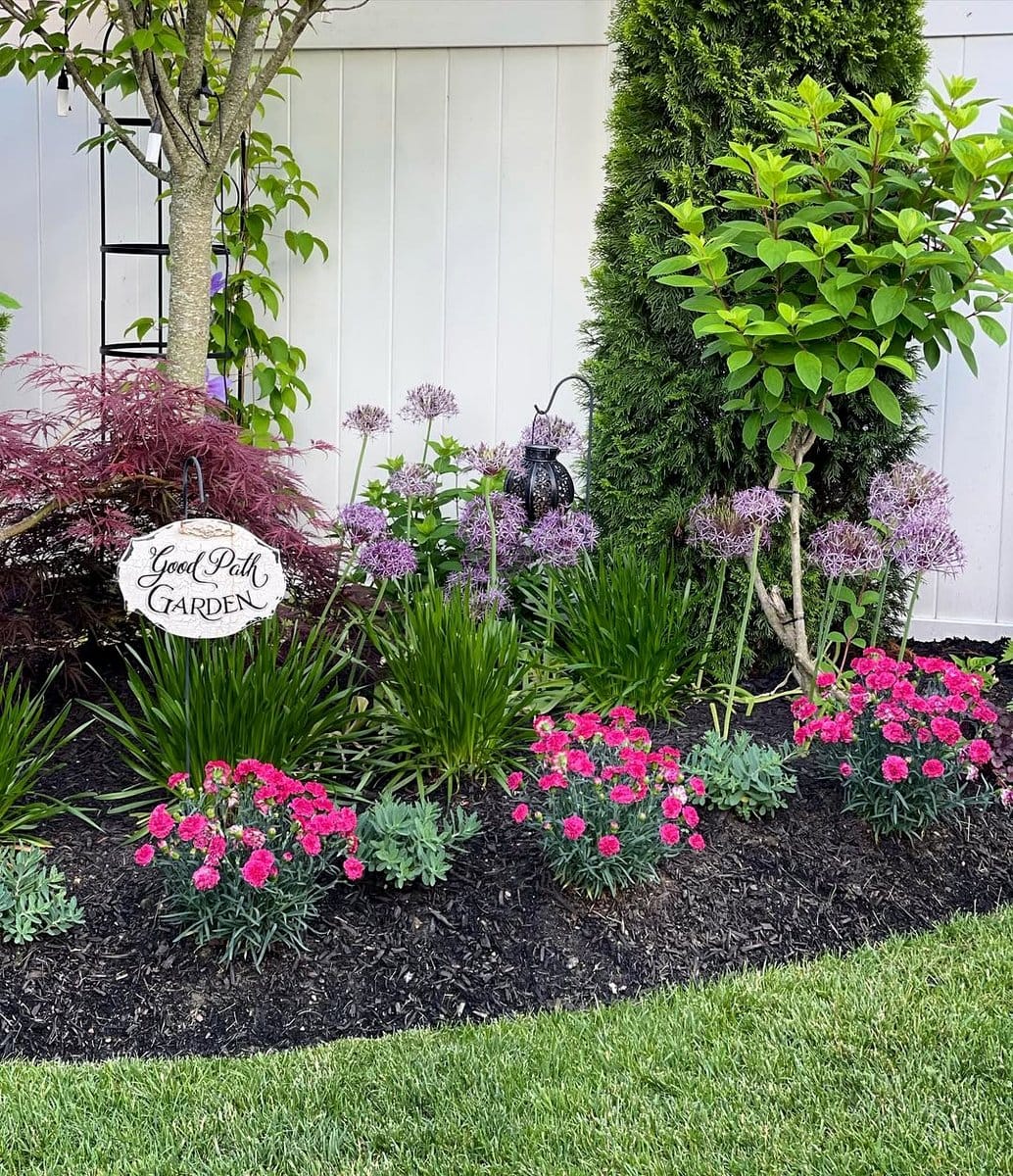 perennial garden bed in bloom