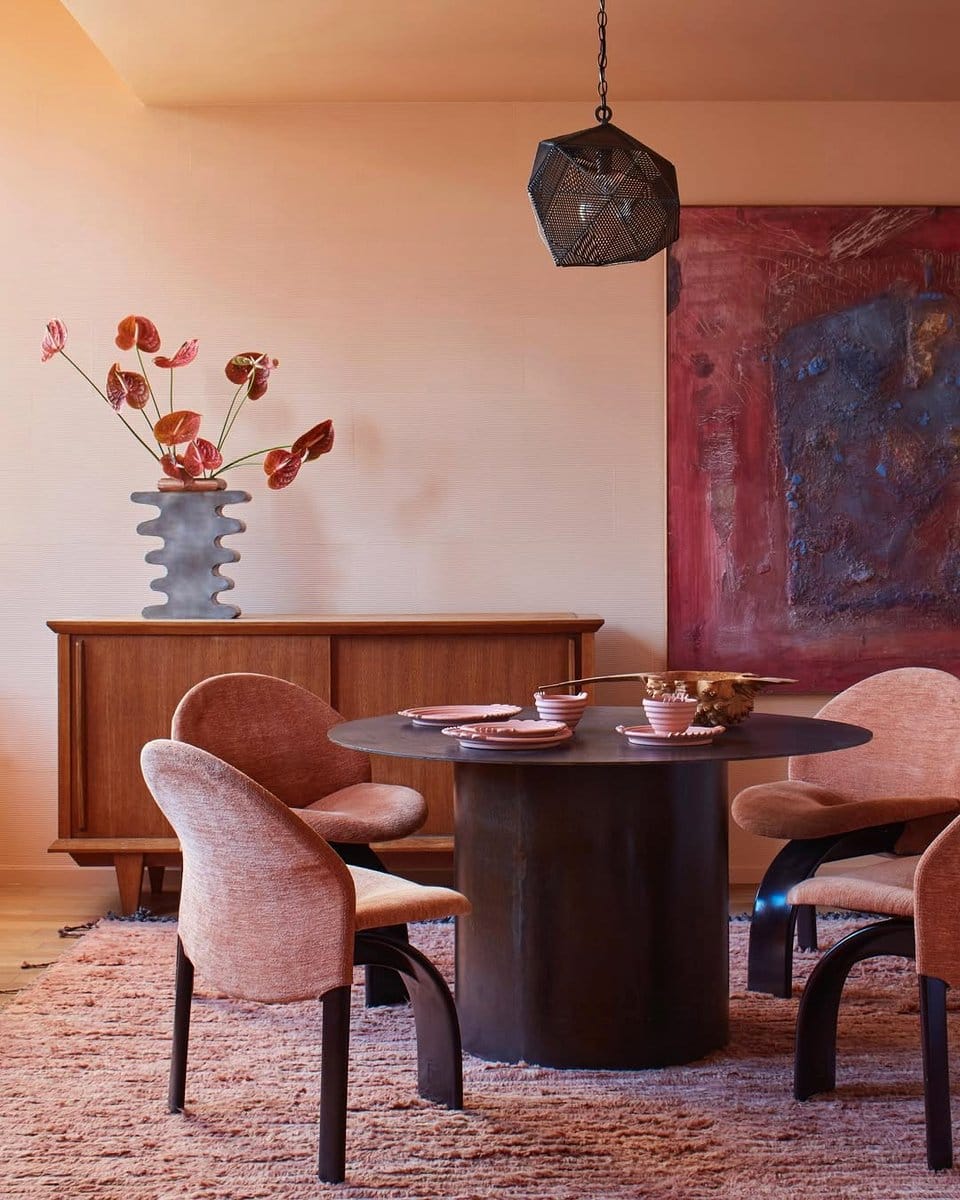 gradient pots in living room