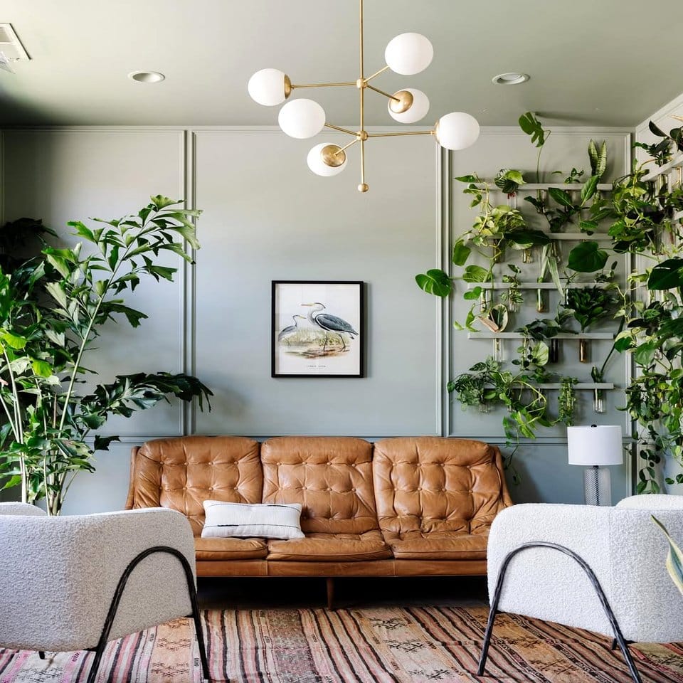 Industrial wall grid with plant attachments