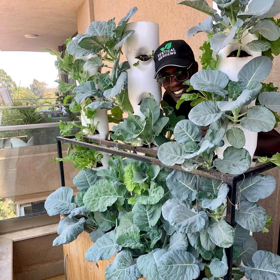vertical planter with vegetables