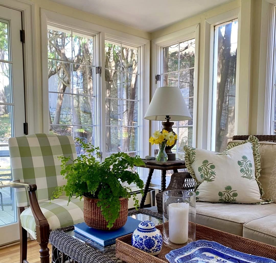 heirloom pot in sunroom