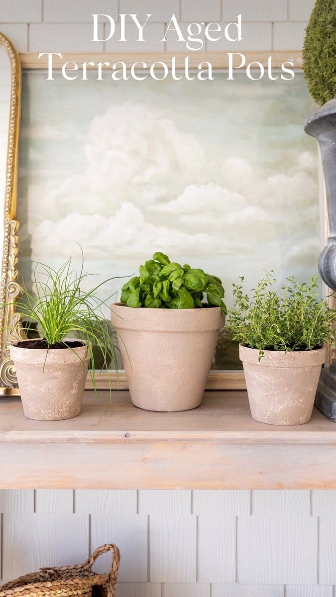 textured pots on console table