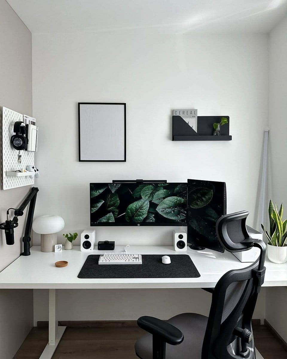 Efficient minimalist workspace with a clean desk