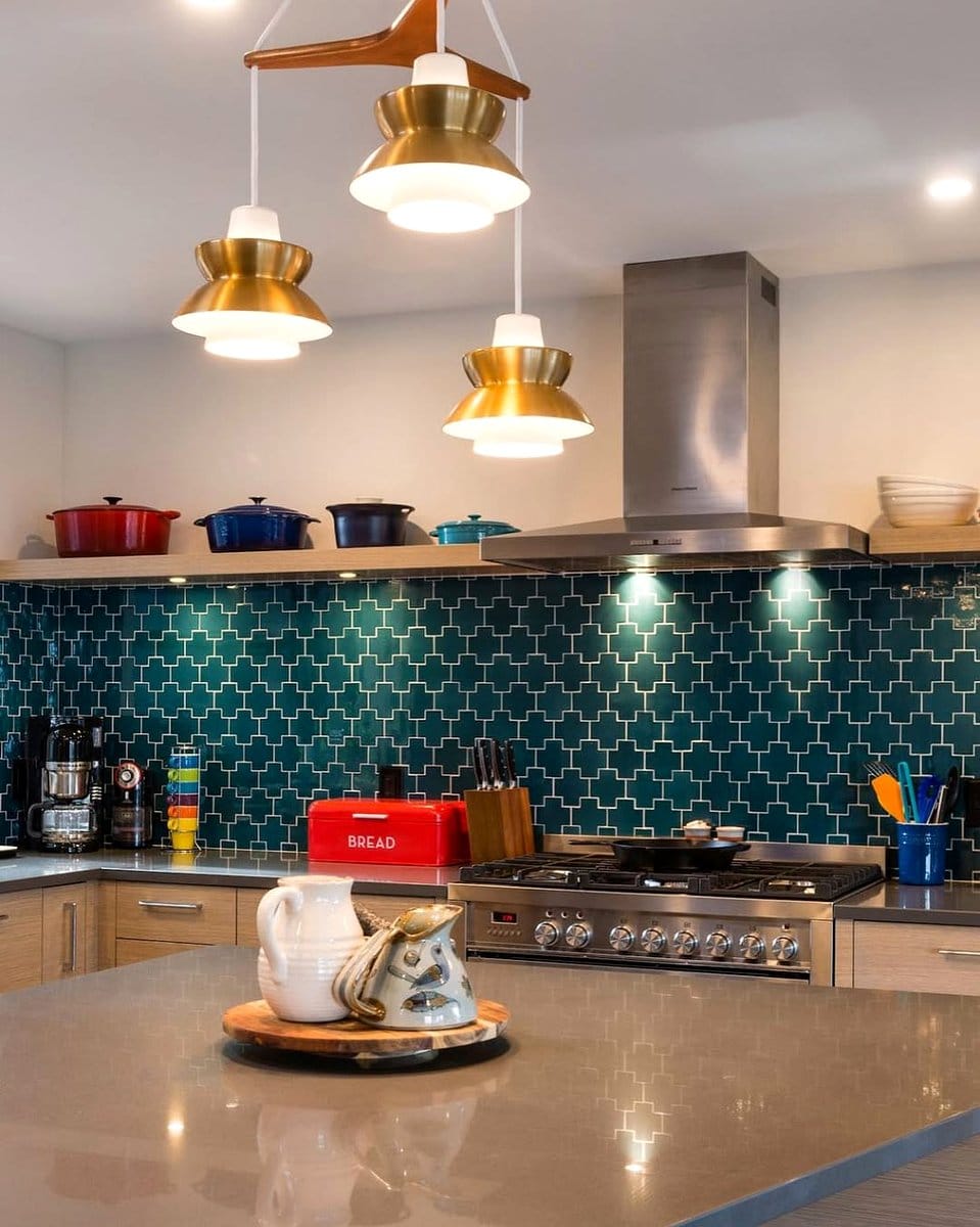 vibrant ceramic tiles backsplash