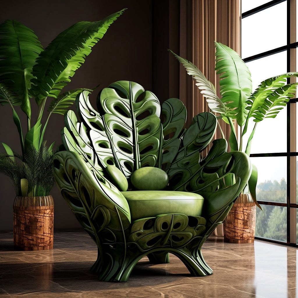 Monochrome plant corner with statement chair