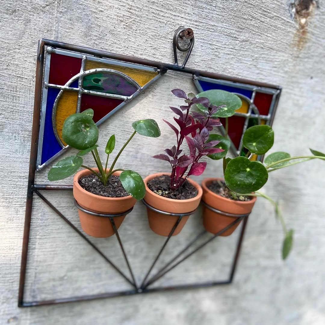 geometric metal plant stand