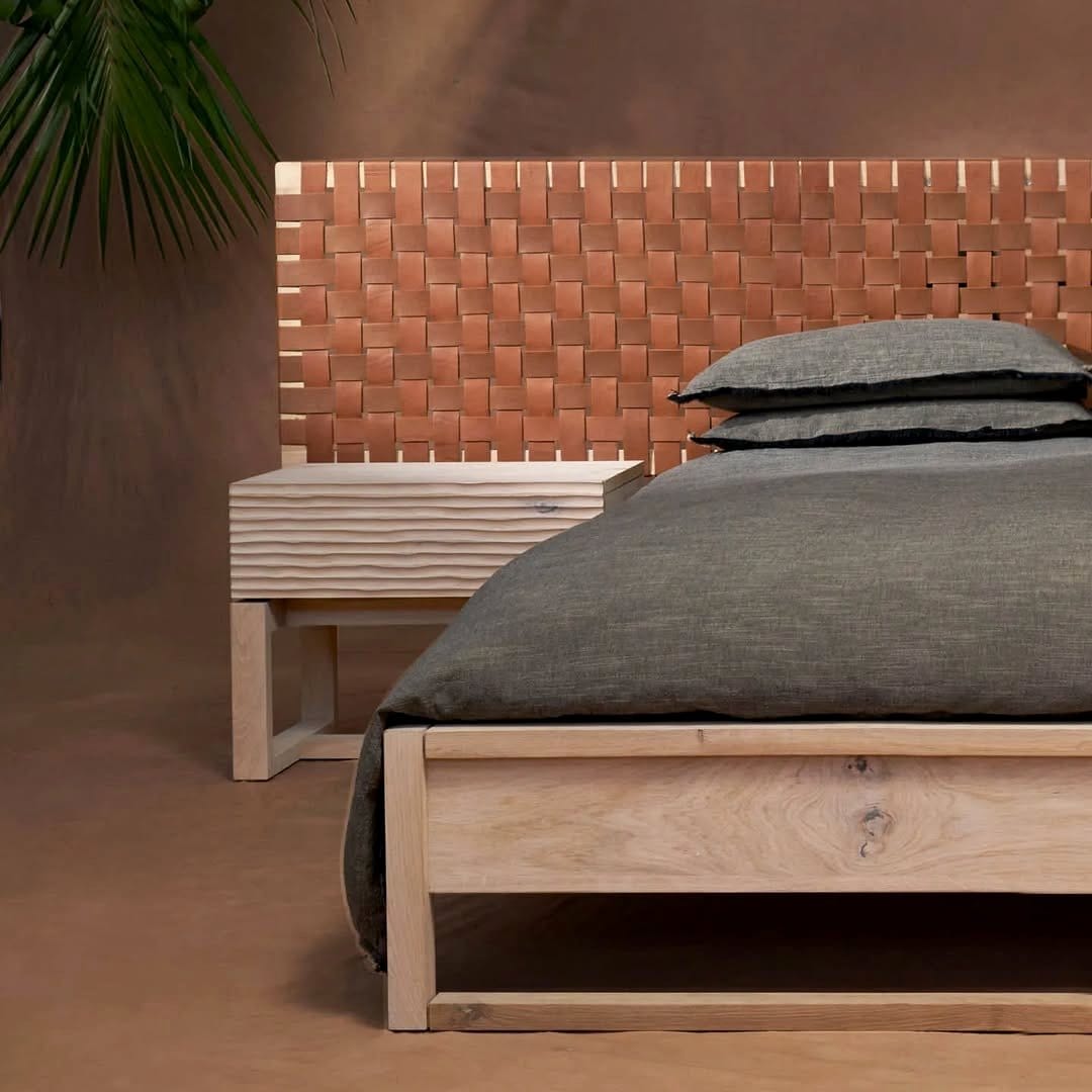 woven pockets on headboard