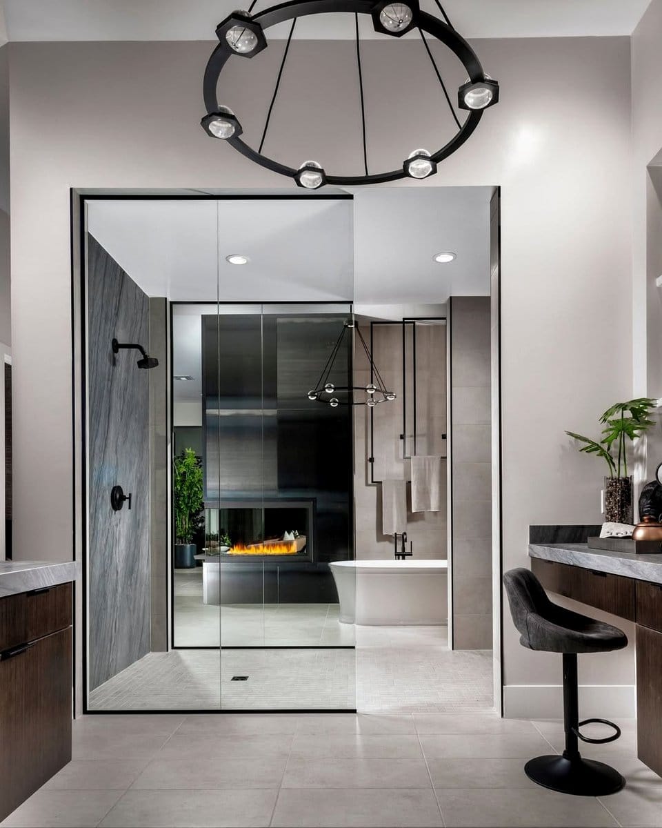 Contemporary minimalist fireplace with a sleek design