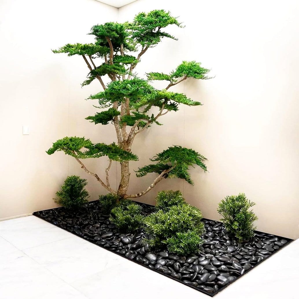 Vertical plant wall with assorted greenery