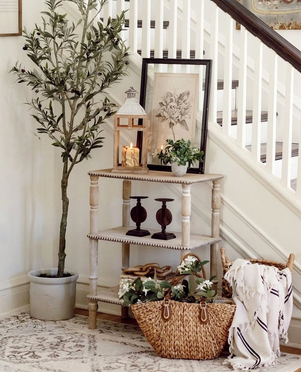 entryway with reclaimed wood and plants