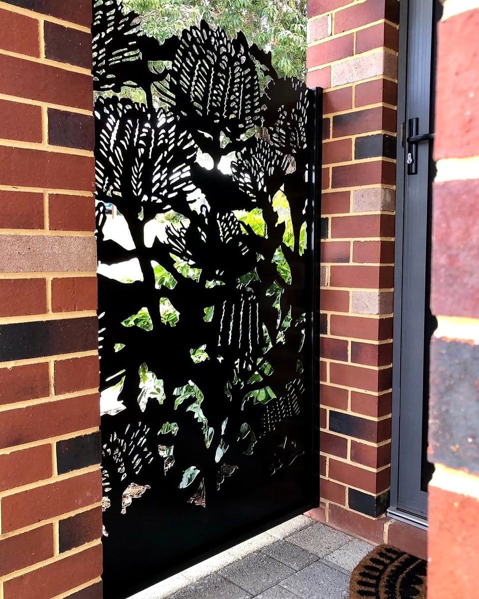 laser-cut panel with floral patterns