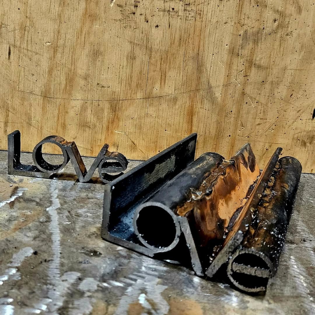 wire shelving with colorful planters