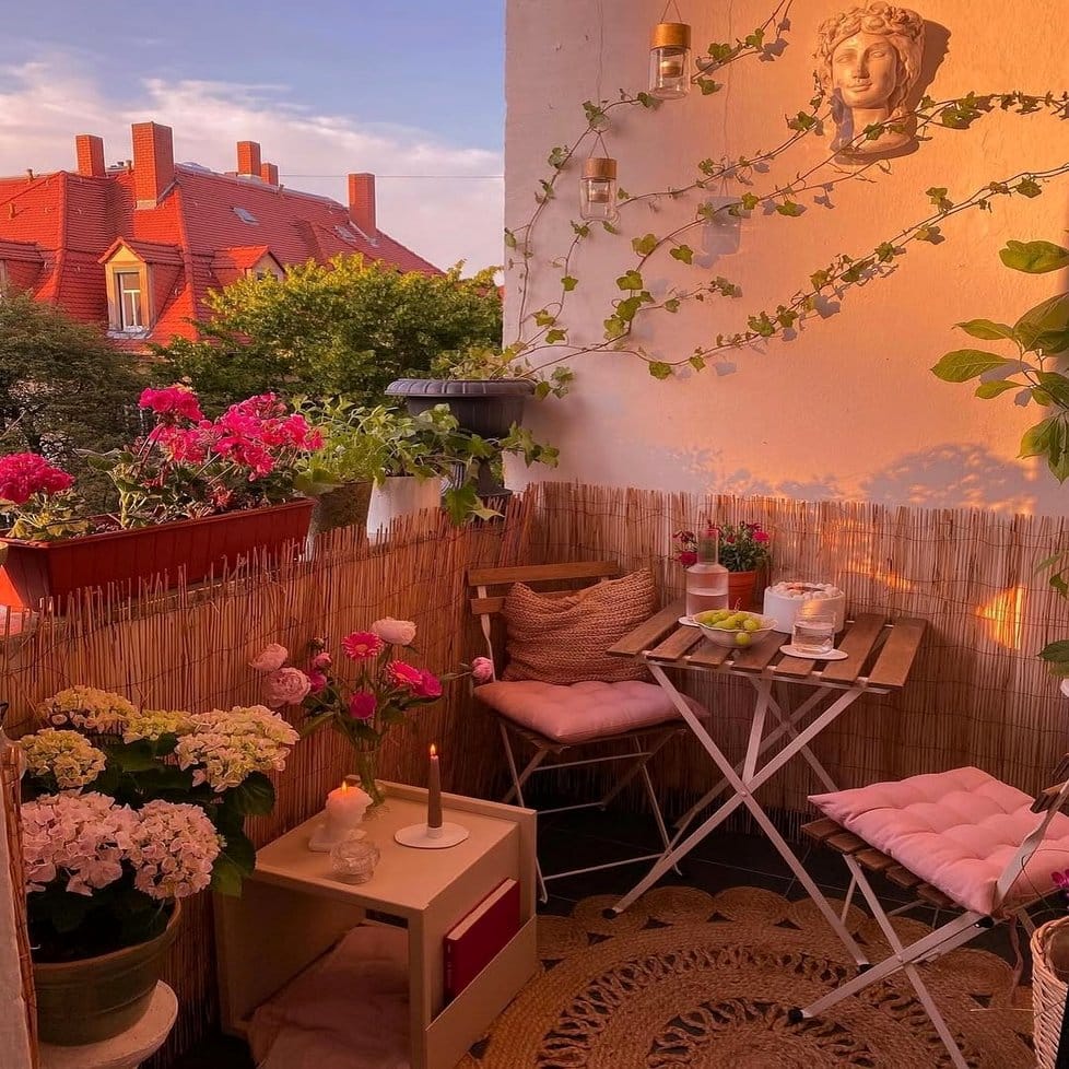 Colorful boho tapestry with succulents