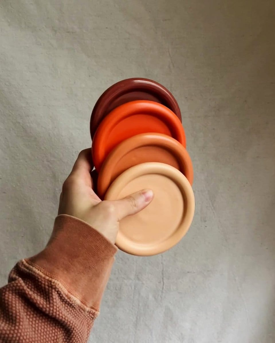 glazed ceramic coasters on coffee table