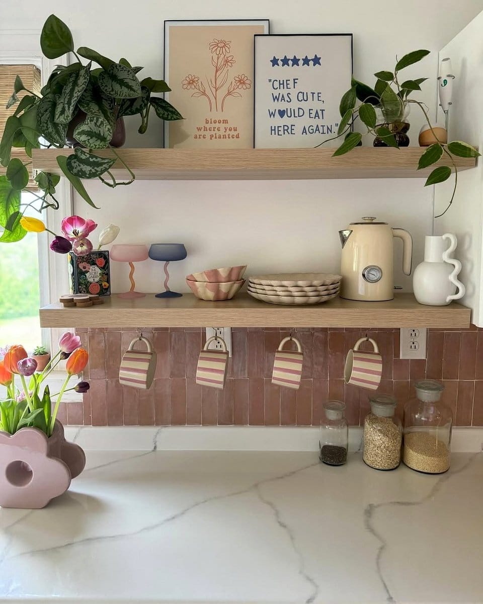 floating shelf with book planter