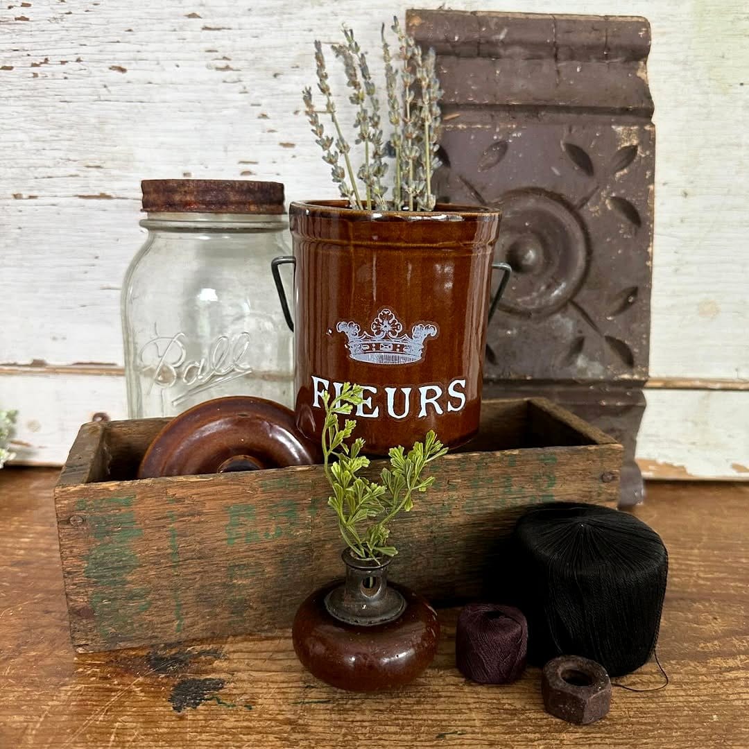 rustic hutch with mason jar planters