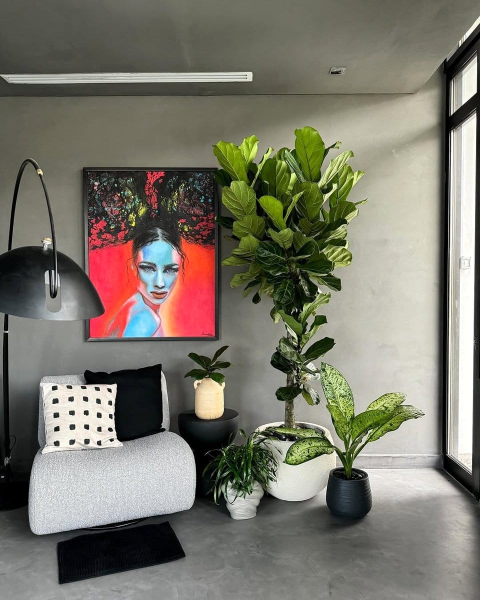 plant pots in corner nook