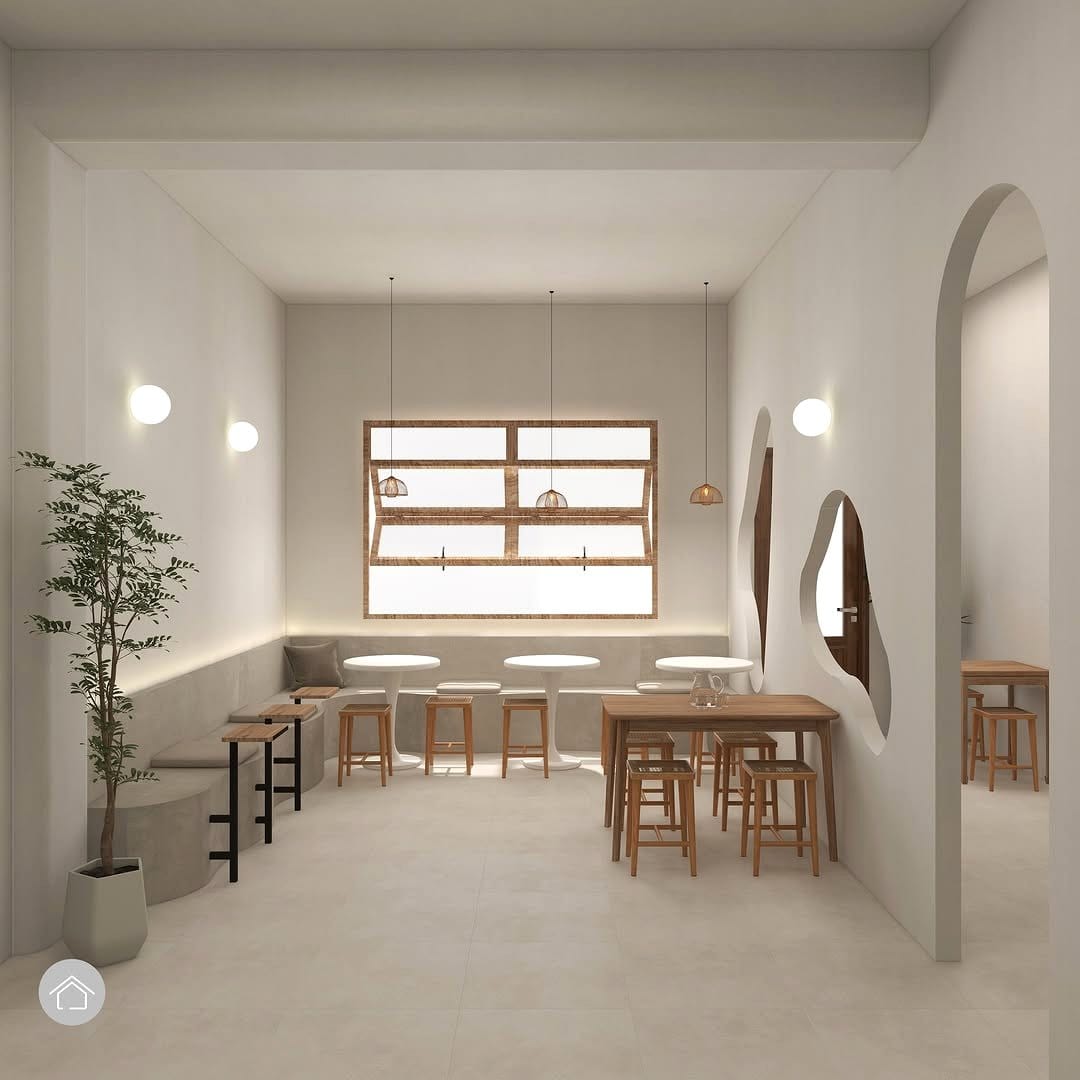 Bright minimalist art studio with easels