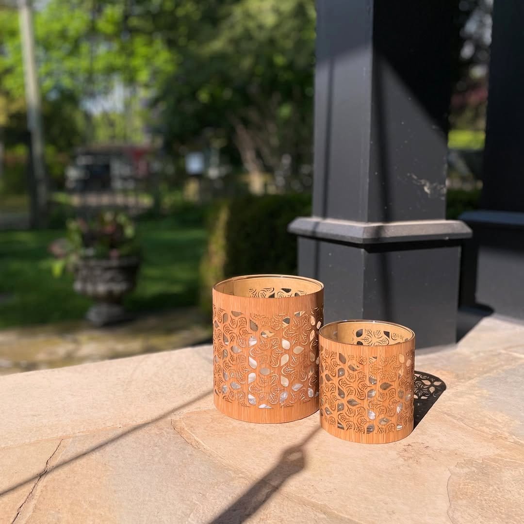 cork bark candle holder with tea lights