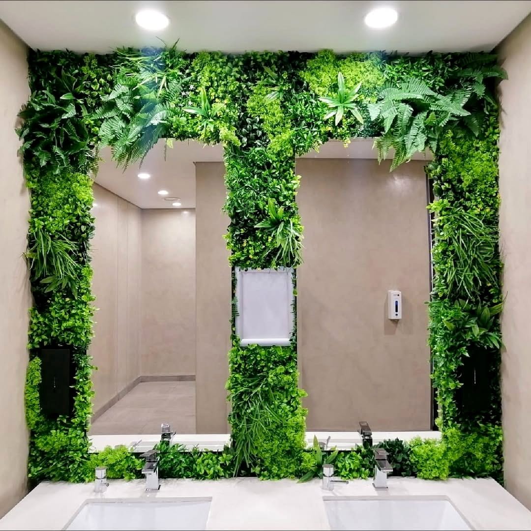 Living wall panel with vibrant greenery