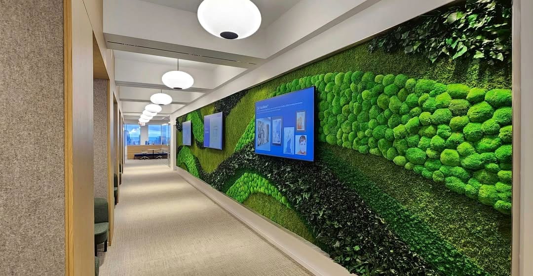 hallway with moss wall