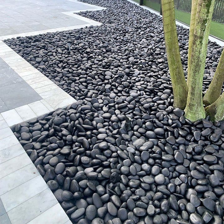 decorative pebbles in plant pots
