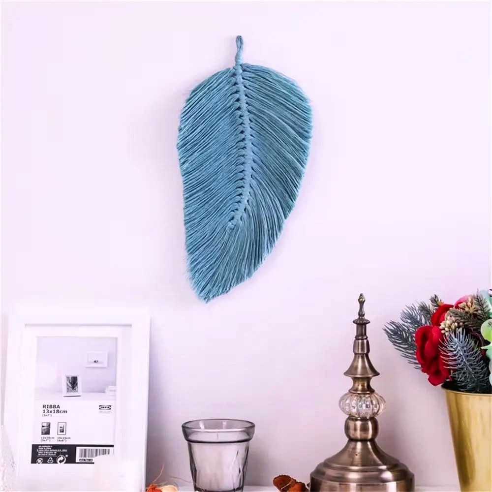 handmade wall hanging with real leaves