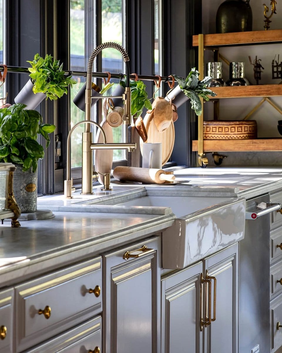 kitchen herb garden with reclaimed wood
