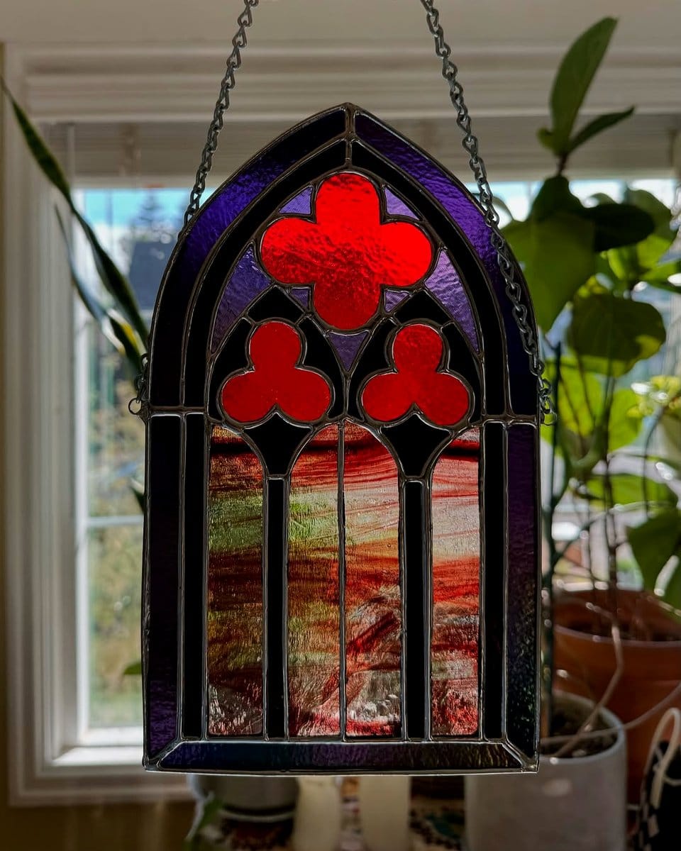 Colorful stained glass window panel