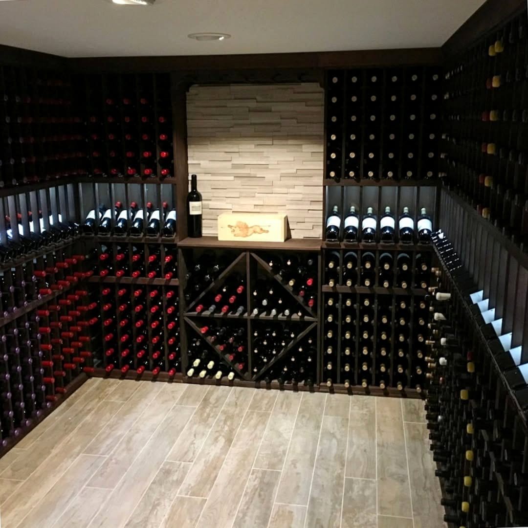 burgundy wine racks with bottles