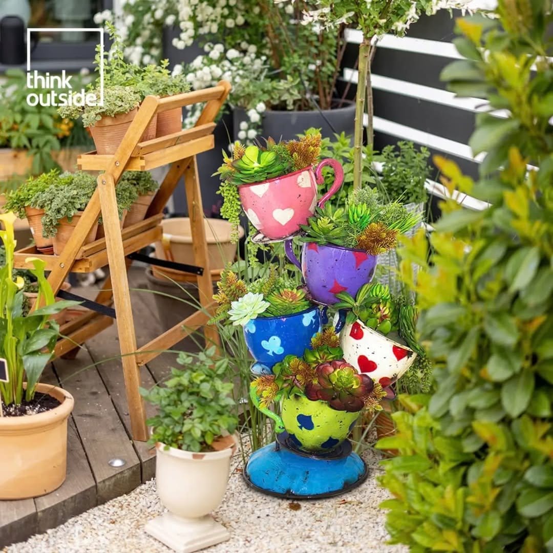 Minimalist thyme in vintage teacups