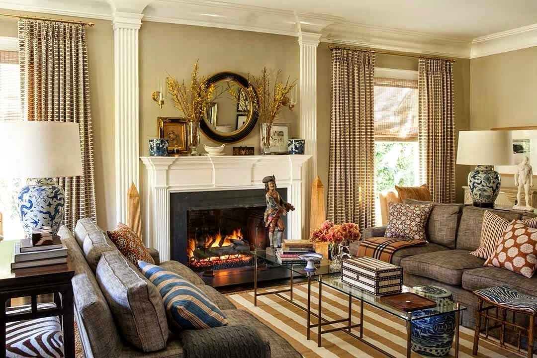 symmetrical potted plants on console