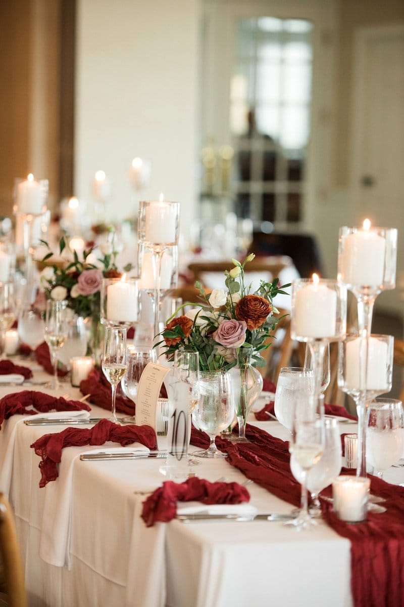 leafy table runner with candles